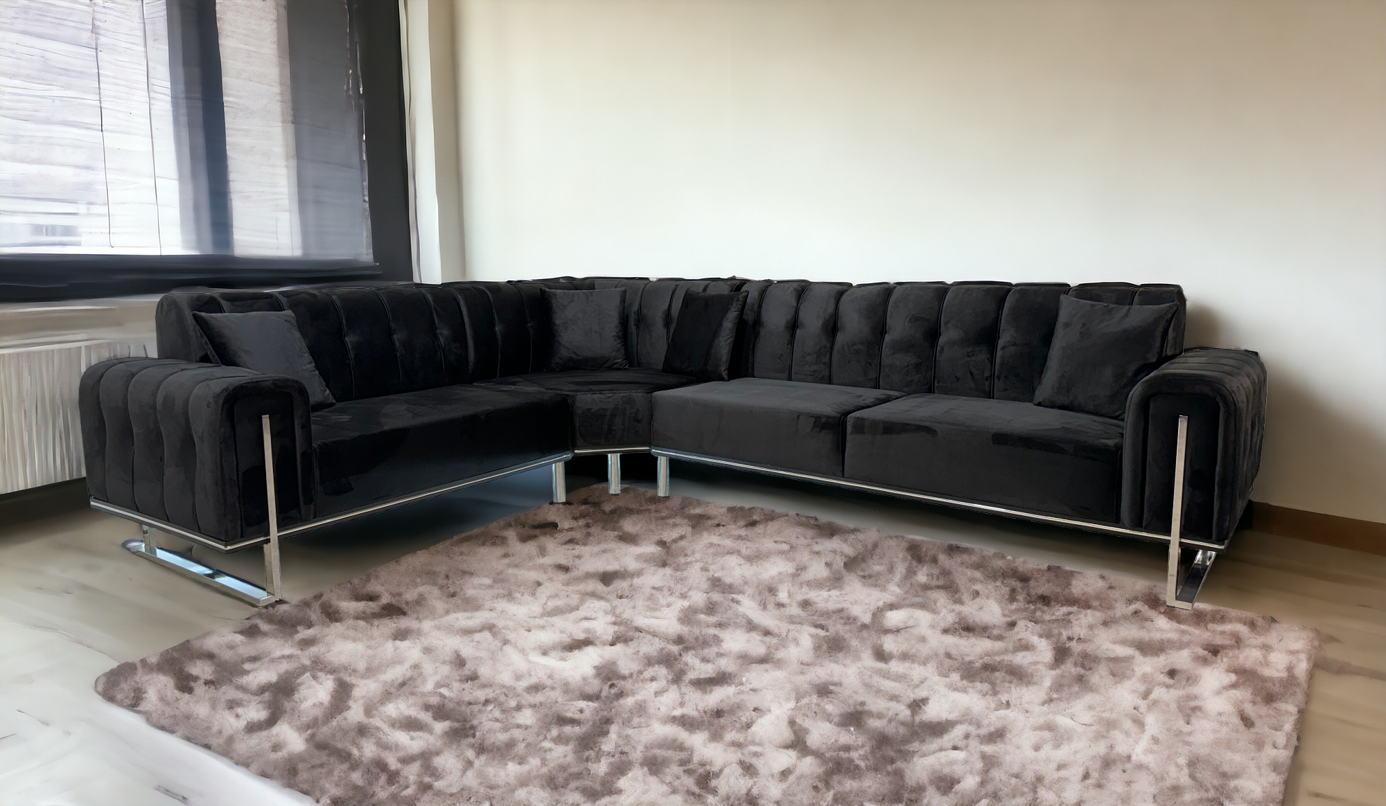 London Corner Sofa-Velvet