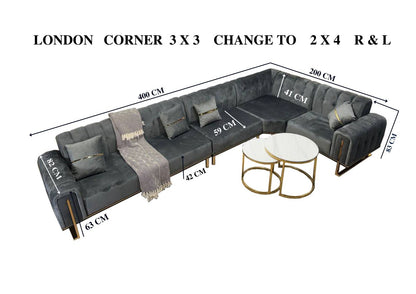 London Corner Sofa-Velvet