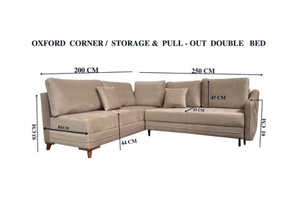 Oxford Corner Sofa bed storage - Cotton