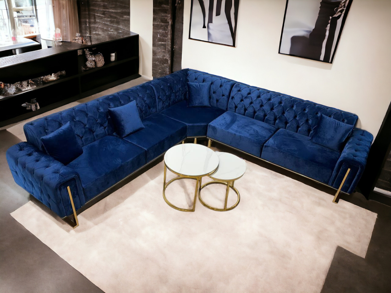 London Corner Sofa-Velvet