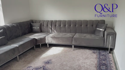 London Corner Sofa-Velvet