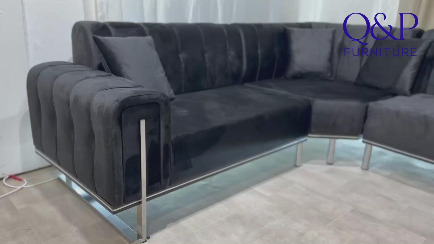 London Corner Sofa-Velvet